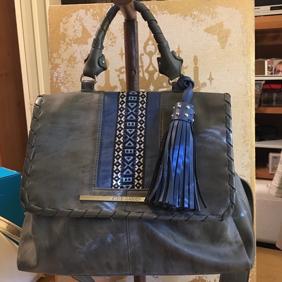 Steve Madden Handbags - Steve Madden Gray Boho Cross Body Bag Tassel NEW